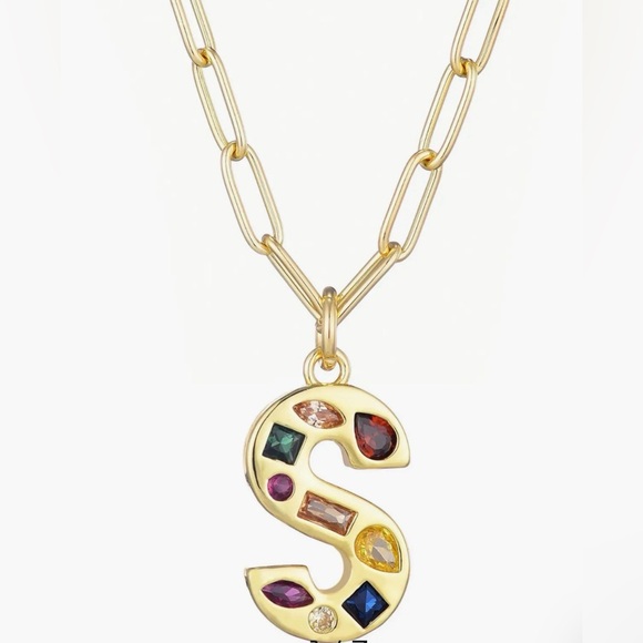 Adornia Brass / 14K Gold Plated “S” Initial Necklace NWT - Picture 3 of 4